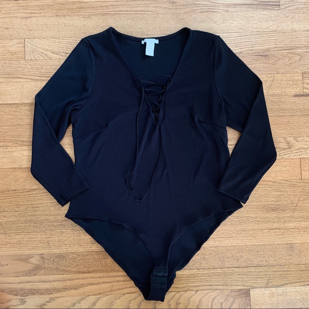 Lace Up Ribbed Bodysuit